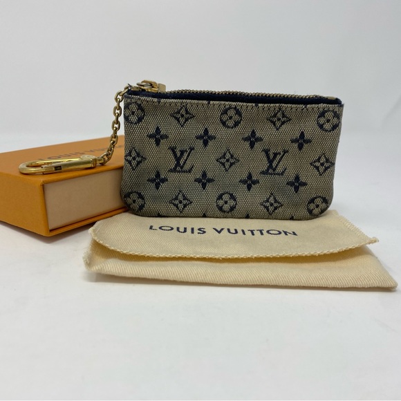 Louis Vuitton Monogram MiniLin Pochette Cles Coin Purse Blue